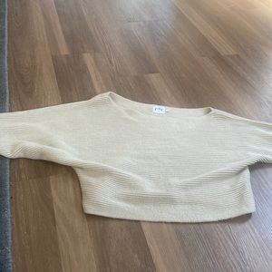 tan off or on the shoulder sweater